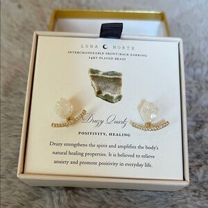 Luna Norte Gold Druzy Quartz Earrings